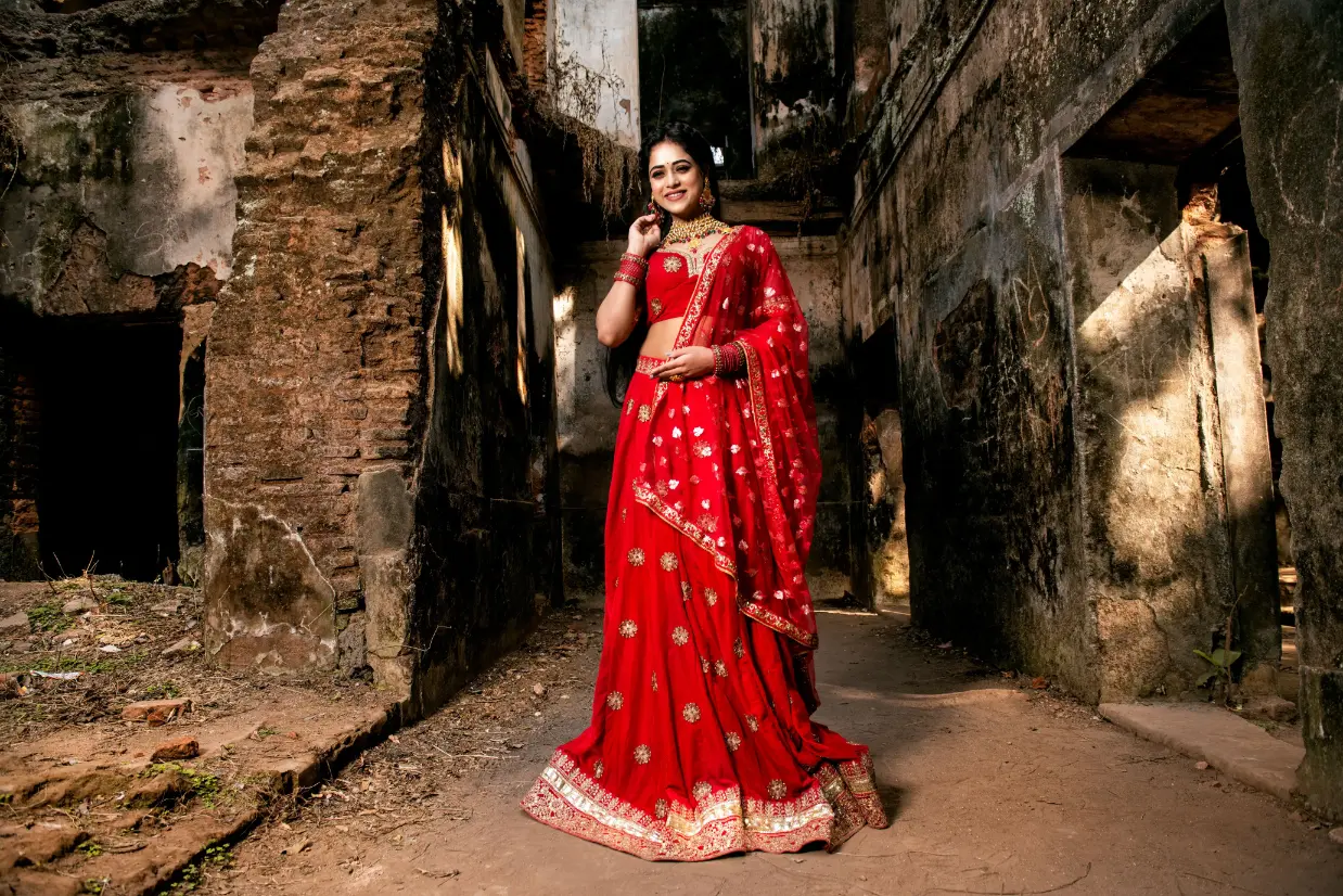 red-saree-women