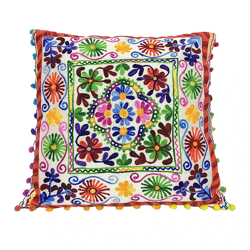 Polyester Dhupain Fabric, Hand Made Embroidery 16X16 inch size