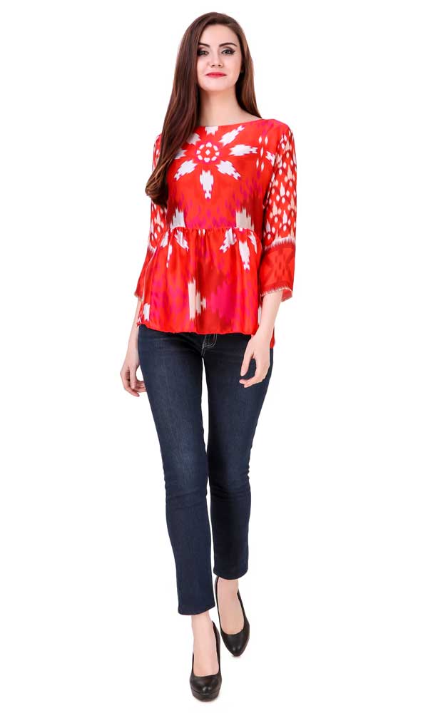 Visocus Satin Digital Printed Short top