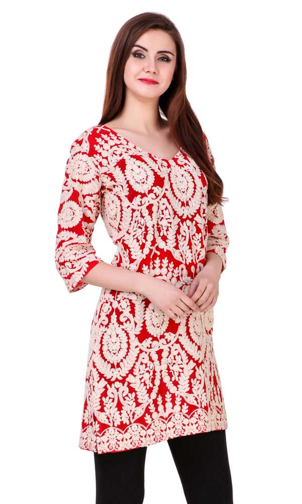 Viscous Georgette with chain stitch embroidery